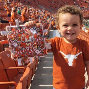 Game Day raggy taggie lovie for babies and/or special needs child - UT LONGHORNS